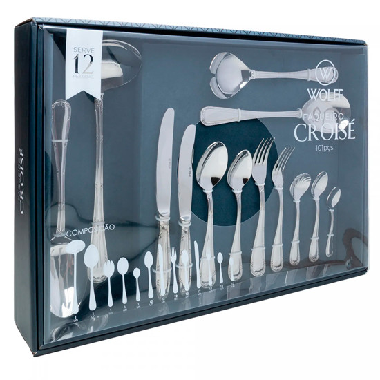 Imagem FAQUEIRO 101 PEÇAS DE AÇO INOX COM CAIXA LITOGRAFADA CROISÉ - WOLFF