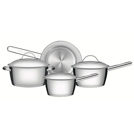 Imagem JOGO DE PANELAS ALLEGRA COM FUNDO TRIPLO E TAMPAS DE INOX 4 PEÇAS - TRAMONTINA