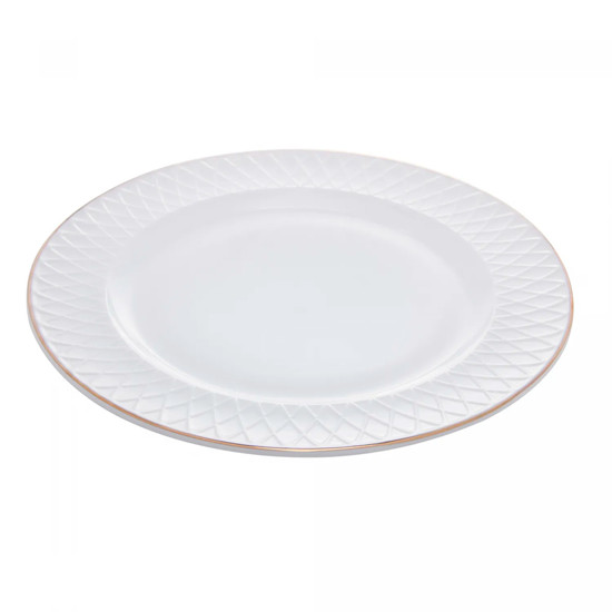 Imagem PRATO RASO ROYALE DE VIDRO OPALINO COM FIO DOURADO 26,5CM - WOLFF