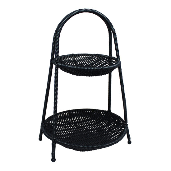 Imagem PRATO 2 ANDARES DE FIBRA SINTÉTICA AZUL ESCURO PARA DOCES 32X22X22CM - ENTRECASA