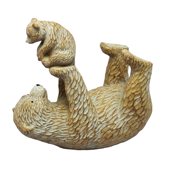Imagem ESCULTURA DECORATIVA MÃE E FILHO URSO DE RESINA CARAMELO 18X19X9CM - ENTRECASA