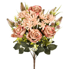 Imagem de BUQUÊ MISTO DE CAMÉLIA E MARGARIDA CAPUCCINO DE PLÁSTICO MOLDÁVEL 49X23X23CM - GRILLO - Grillo Ltda