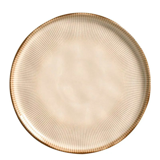 Imagem PRATO RASO RAIO PARA SOBREMESA DE CERÂMICA BEGE 21,5CM - PORTO BRASIL