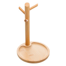 Imagem de BANDEJA REDONDA COM SUPORTE MULTIFUNCIONAL 14X21CM DE BAMBU - LYOR - Coliseu Presentes Ltda