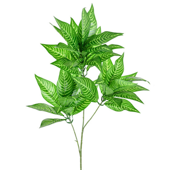 Imagem HASTE DECORATIVA DE FOLHAS VERDE COM 3 GALHOS DE PLÁSTICO MOLDÁVEL 93X30X20CM - GRILLO