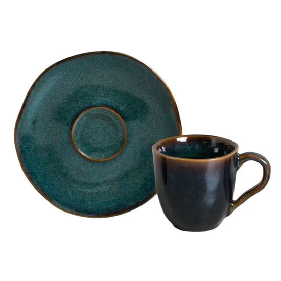 Imagem XÍCARA COM PIRES 120ML BIO OCEANO EM CERÂMICA 8,5X13,5CM - PORTO BRASIL