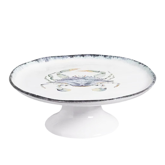 Imagem PRATO ATLÂTICA PARA BOLO DE CERÂMICA COM PÉ 10X28X28CM - SCALLA CERÂMICA