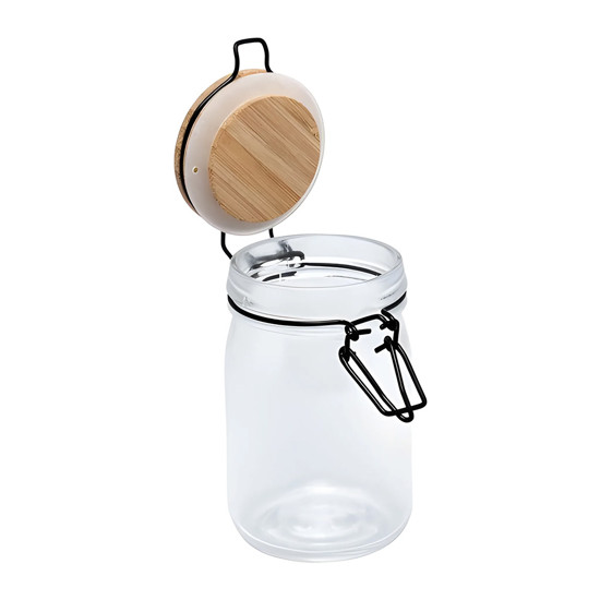 Imagem PORTA MANTIMENTO DE VIDRO COM TAMPA HERMÉTICA DE BAMBU 210ML - WOLFF 