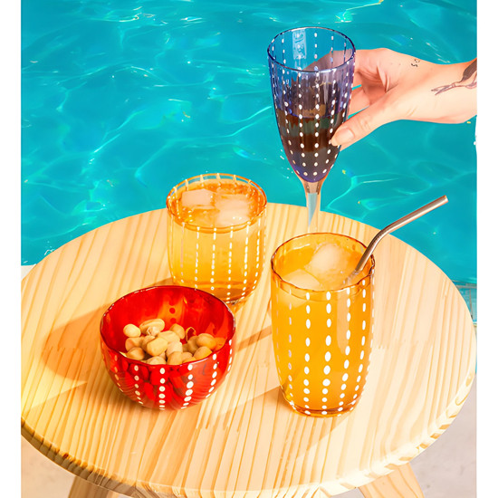 Imagem CONJUNTO 2 COPOS ALTOS DE VIDRO ORQUÍDEA ÂMBAR 500ML - WOLFF