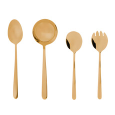 Imagem de CONJUNTO DE 4 TALHERES WOLFF VIENA DE AÇO INOX PARA SERVIR DOURADO  - Rojemac Impotacao E Exportacao Ltda