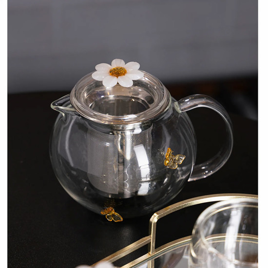 Imagem CHALEIRA COM DIFUSOR SUN GARDEN 600ML DE VIDRO BOROSSILICATO - WOLFF