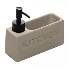 Imagem de PORTA DETERGENTE LÍQUIDO COM SUPORTE PARA ESPONJA NUDE 380ML EM CERÂMICA - WOLFF - Rojemac Impotacao E Exportacao Ltda