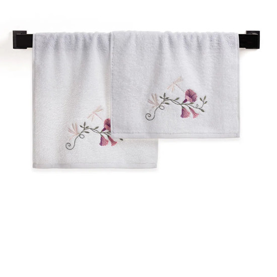 Imagem JOGO LAVABO COM BORDADO 100% ALGODÃO PETUNIA - TRUSSARDI