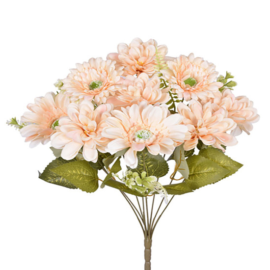 Imagem HASTE DECORATIVA DE ZINNIA PÊSSEGO DE PLÁSTICO MOLDÁVEL 47X27X27CM - GRILLO