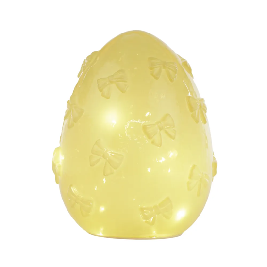 Imagem LUMINÁRIA OVO COM BORBOLETAS EM RELEVO COM 25 LEDS EM VIDRO AMARELO - CROMUS