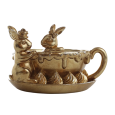 Imagem de XÍCARA DOURADA GRANDE DECORATIVA DE RESINA COM COLEHOS 15X26X23CM - CROMUS - Cromus Embalagens Ind E Com Ltda