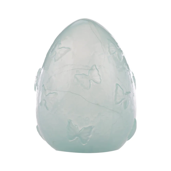 Imagem LUMINÁRIA OVO COM BORBOLETAS EM RELEVO COM 18 LEDS DE VIDRO VERDE - CROMUS