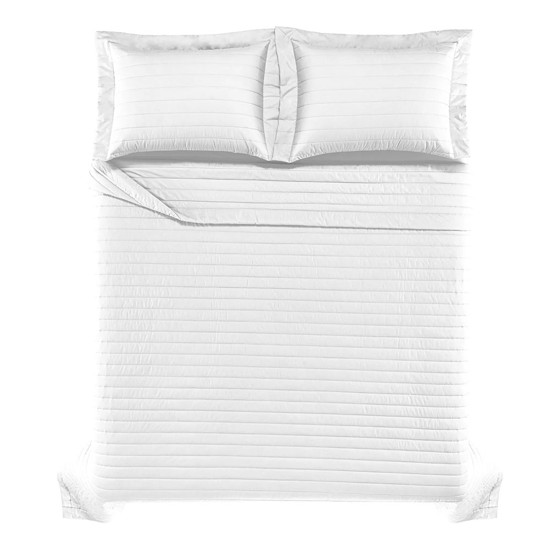Imagem COLCHA COM PORTA TRAVESSEIROS CASAL 100% ALGODÃO MONTELEONE BRANCO - TRUSSARDI