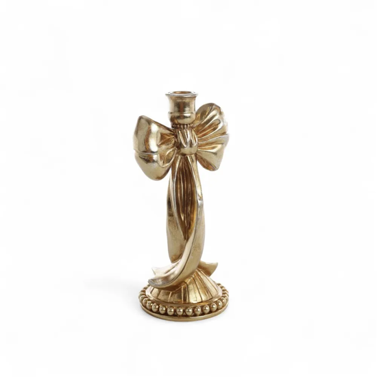 Imagem CASTIÇAL LAÇO DOURADO DE RESINA 25X12X10CM - CROMUS