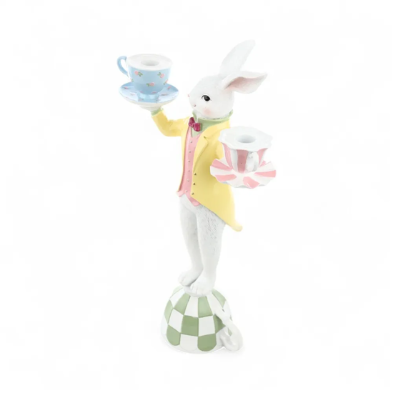 Imagem COELHO DA PÁSCOA PORTA VELAS DECORATIVO DE RESINA 41X13X23CM - CROMUS