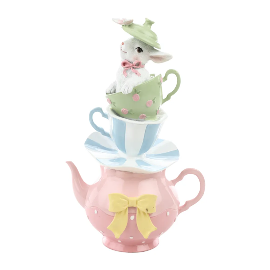 Imagem COELHO TORRE RESINA DECORATIVO EM RESINA 26X13X16CM - CROMUS