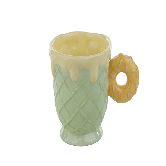 Imagem CANECA ROSQUINHA 340ML COLORIDA DE CERÂMICA 10X15X10CM - TOKDACASA