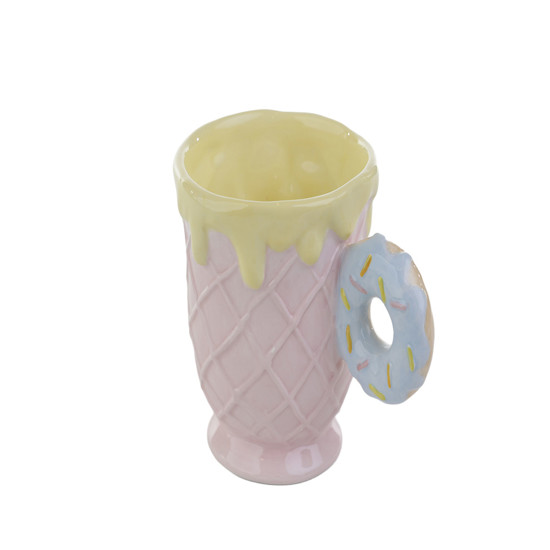 Imagem CANECA ROSQUINHA 340ML COLORIDA DE CERÂMICA 10X15X10CM - TOKDACASA