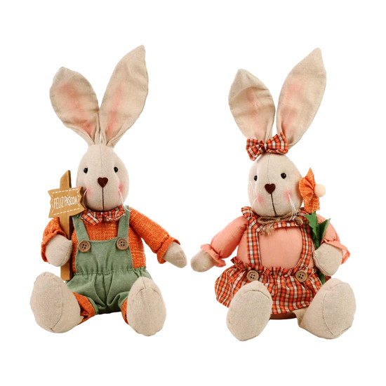 Imagem COELHO/COELHA DA PÁSCOA DECORATIVO DE POLIÉSTER 35X18X12CM - CROMUS