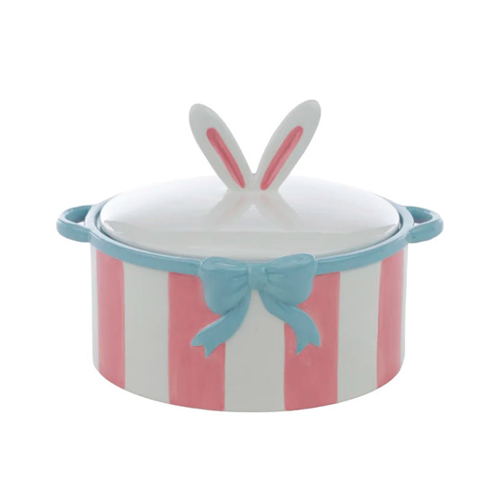 Imagem CAÇAROLA LISTRADA DE CERÂMICA COM TAMPA 17X23,7X23,7CM - CROMUS