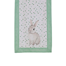 Imagem de CAMINHO DE MESA COELHO EM POLIÉSTER BRANCO E VERDE 140X40CM - CROMUS - Cromus Embalagens Ind E Com Ltda