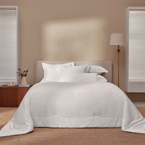 Imagem COLCHA COM PORTA TRAVESSEIROS SUPER KING ALGODÃO EGÍPCIO DIANNA BRANCO - TRUSSARDI