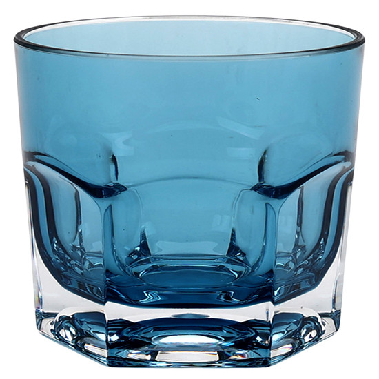 Imagem COPO BAIXO SEXTAVADO EM ACRÍLICO AZUL TRANSPARENTE 9,5X8,5X8,5CM - ENTRECASA