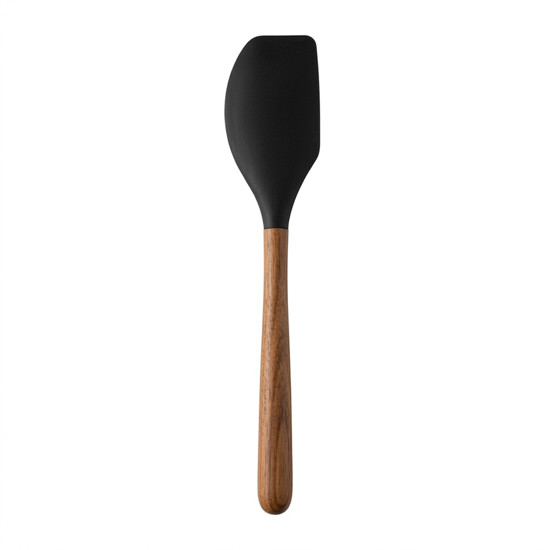 Imagem ESPATULA SILICONE PRETO C/ CABO MADEIRA 31X6X2CM