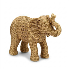 Imagem de ELEFANTE DECORATIVO DE RESINA TEXTURA PALHA CARAMELO 20X25X14CM - ENTRECASA - Inverno Verao Comercio De Modas E Decoracao Eireli