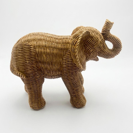 Imagem ELEFANTE DECORATIVO DE RESINA TEXTURA PALHA CARAMELO 20X25X14CM - ENTRECASA