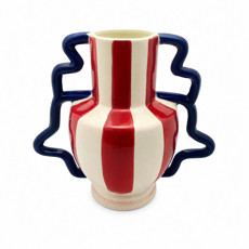 Imagem de VASO C/ALCA LISTRAS CERAM 26X15X23CM - Yangzi Brasil Corporation S A 