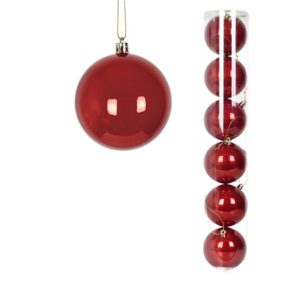 Imagem BOLA NATALINA PEROLADA JOGO COM 6 TUBO 10CM VERMELHO