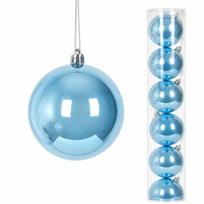 Imagem de BOLA NATALINA PEROLADA JOGO COM 6 UNIDADES / TUBO 8CM AZUL CLARO - Grillo Ltda
