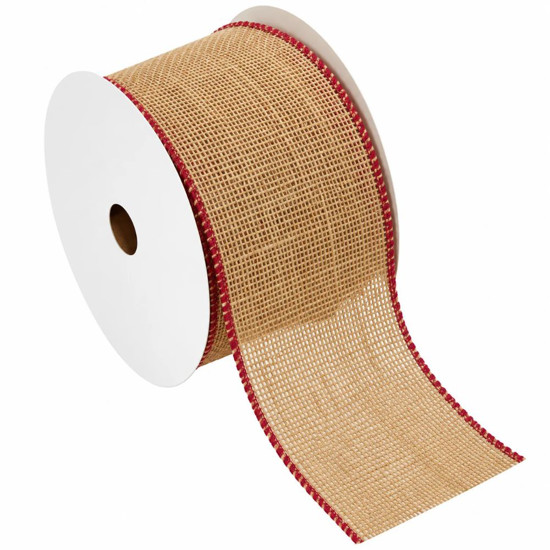 Imagem FITA ARAMADA LINHO 6,3CMX9,14M VERMELHO BEGE