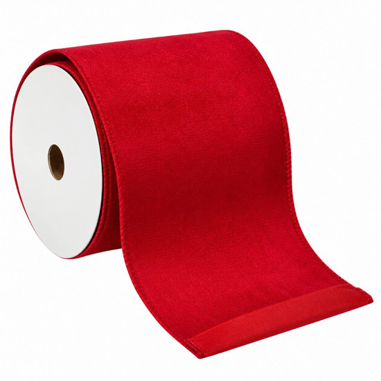 Imagem FITA ARAMADA VELUDO 10CMX9,14M VERMELHO