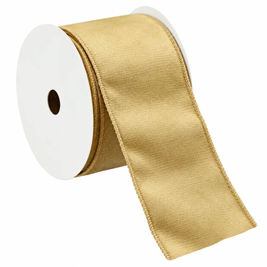 Imagem FITA ARAMADA VELUDO 6,3CM X 9,14M CHAMPANHE