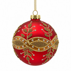Imagem de BOLA DECORADA VIDRO 8CM VERMELHO DOURADO - Grillo Ltda