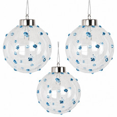 Imagem de BOLA DECORADA 8CM JOGO COM 3 UNIDADES / AZUL BRANCO - Grillo Ltda